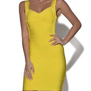 Yellow Backless Silky Bandage Dress